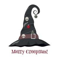 Creepy Christmas greeting or invitation card template. Isolated on white background. Merry Creepmas design. vector