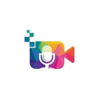 Video podcast vector logo design. Digital video podcast logo concept.