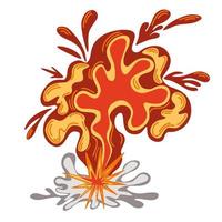 Explosion. Cartoon dynamite or bomb explosion, fire. Boom clouds and smoke element. Dangerous explosive detonation, Atomic bomb explosion. Vector hand draw illustration.