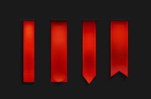 Red bookmarks, ribbon, banner 3d vector mockup set