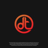 lettering letter d and t logo in rounded shape concept vector