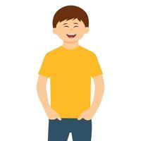 The portrait  of smilling  boy in flat style. Happy kid.Human emotions. Vector illustration isolated on white background