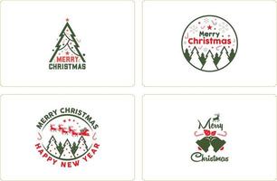 Christmas Season Emblem Happy Holiday Badge Vector Illustration