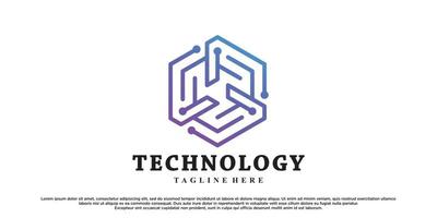 Abstract tecnology logo design with creative concept premium vector