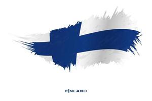 Flag of Finland in grunge style with waving effect. vector