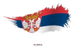 Flag of Serbia in grunge style with waving effect. vector