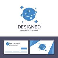 tarjeta de visita creativa y plantilla de logotipo planeta saturno espacio vector ilustración