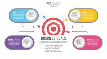 Target with Four steps to your goal infographic template for web, business, presentations. vector