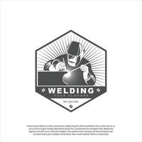 Welding or welder company badge logo design vector with detail welder vector image