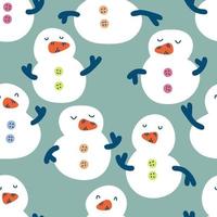 Winter seamless pattern with dancing snowmen. vector