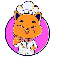 gato ilustración chef linda mascota vector