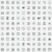 paquete de 100 iconos de líneas universales para móviles y web vector