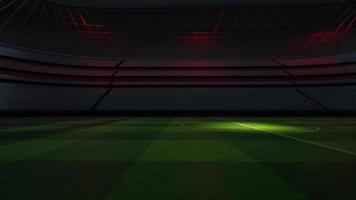 Fußballstadion bei Nacht. Ein imaginäres Stadion wird modelliert und gerendert, 3D-Rendering video