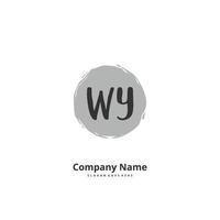 WY Initial handwriting and signature logo design with circle. Beautiful design handwritten logo for fashion, team, wedding, luxury logo. vector