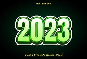 text effect 2023 with graphic style and editable vector