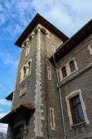 The second entrance to the Cantacuzino Castle is captured from a wide angle photo