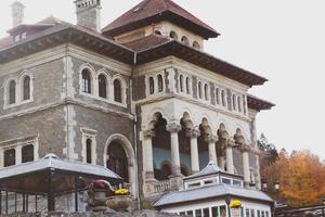 Image of the main entrance on the Cantacuzino castle,situated in Busteni, Romania photo