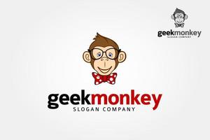 Geek Monkey Logo Cartoon Character. Geek monkey vector illustration.