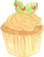 cupcakes de natal em aquarela png