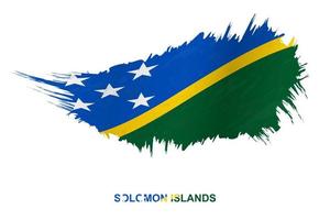 Flag of Solomon Islands in grunge style with waving effect. vector