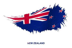 Flag of New Zealand in grunge style with waving effect. vector