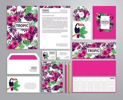 Corporate identity templates in tropical style. vector