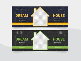 Real estate web banner and social media Facebook cover template vector