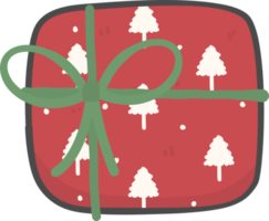 Cute Christmas present gift box cartoon doodle hand drawing png