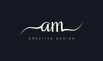 Handwriting style letter AM logo design. AM logo design vector pro vector.