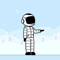 Cute astronaut wearing jacket coat in winter. vector