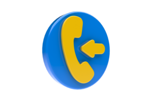 3D Render Incoming Telephone Call Icon with Transparent Background png