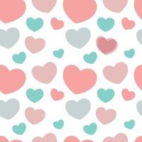 Pastel hearts seamless pattern, repeating flat vector pattern, pink and blue hearts on a white background, suitable for fabric printing, baby products, packaging, wallpaper