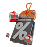 3d illustratie geschenk doos en korting tegoedbon png