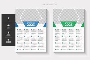 Calendario de pared de una página 2023, dos colores y diseño creativo vector