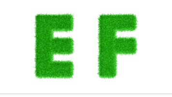 mi F césped letras 3d representación, clima cambio conciencia alfabetos, naturaleza png