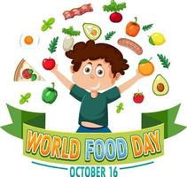 World food day text with food elements vector