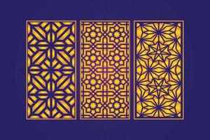 Decorative Die Cut Floral islamic Abstract Pattern Laser Cut Panels Template Gold vector