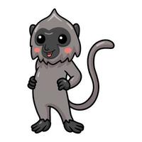 Cute little grey langur monkey cartoon standing vector