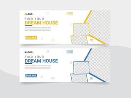 Real estate web banner and social media Facebook cover template vector