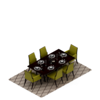 Isometric Table set Perspective 3D render png