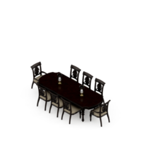 rendu 3d de la perspective de l'ensemble de table isométrique png