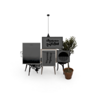 conjunto de mesa isométrica perspectiva 3d render png