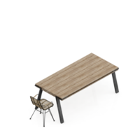 rendu 3d de la perspective de l'ensemble de table isométrique png