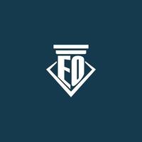 EO initial monogram logo for law firm, lawyer or advocate with pillar icon design vector