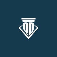 QD initial monogram logo for law firm, lawyer or advocate with pillar icon design vector