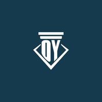 OY initial monogram logo for law firm, lawyer or advocate with pillar icon design vector