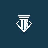 TR initial monogram logo for law firm, lawyer or advocate with pillar icon design vector