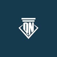 QN initial monogram logo for law firm, lawyer or advocate with pillar icon design vector