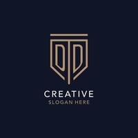 DD initial logo monogram with simple luxury shield icon design vector