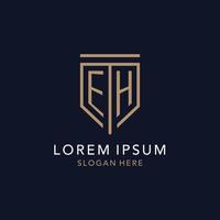 EH initial logo monogram with simple luxury shield icon design vector